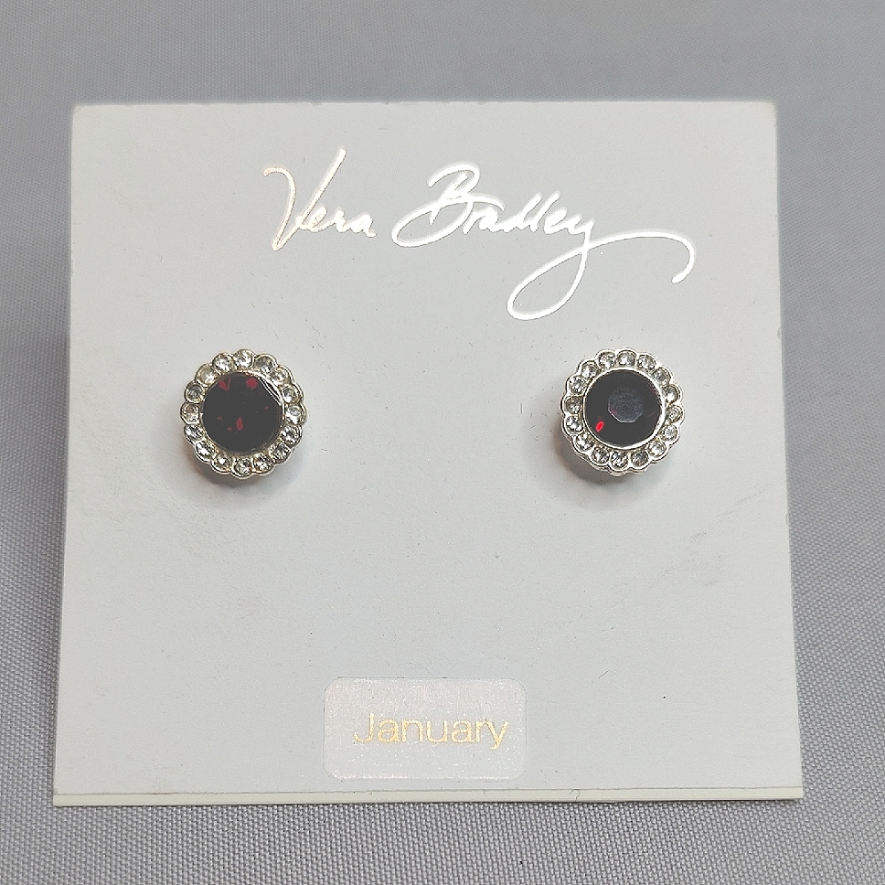 Vera Bradley Silver And Red Stud Earrings